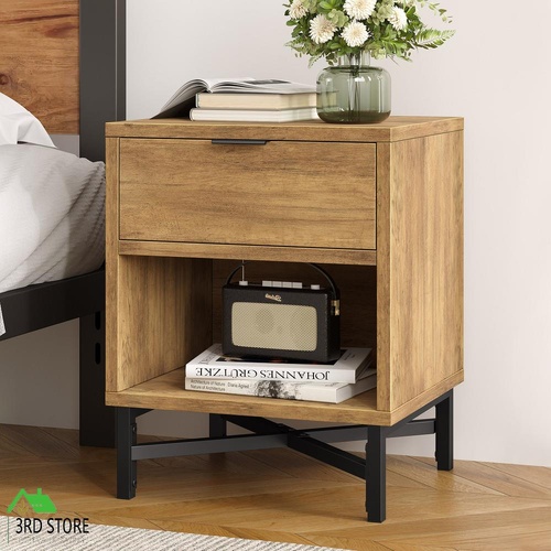 ALFORDSON Bedside Table Retro Nightstand Side Cabinet Storage Shelf Brown