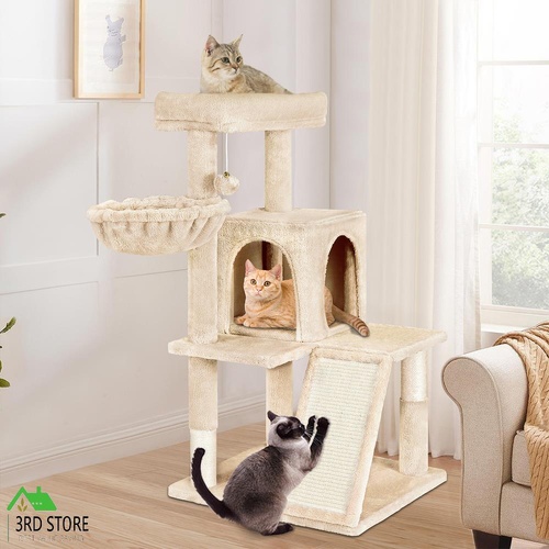 BEASTIE Cat Tree Scratching Post Scratcher Tower Condo House Furniture Wood 100C