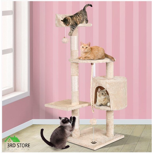 BEASTIE Cat Tree Scratching Post Scratcher Tower Condo House Furniture 112 Beige