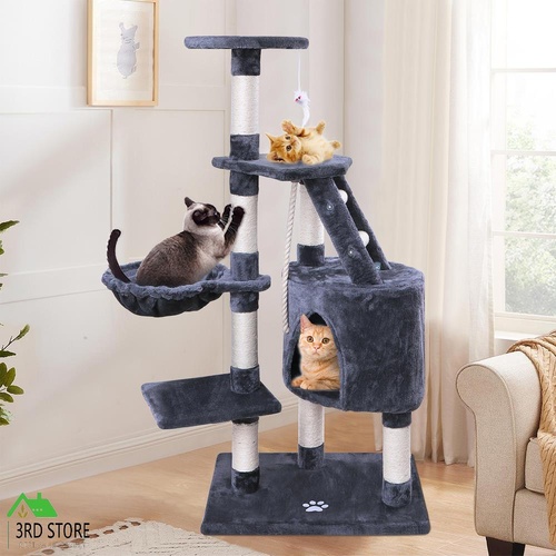 BEASTIE Cat Tree Scratching Post Scratcher Tower Condo House Furniture Wood 120