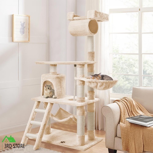 BEASTIE Cat Tree Scratching Post Scratcher Tower Condo House Furniture Wood 141
