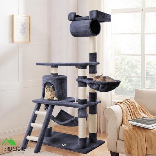BEASTIE Cat Tree Scratching Post Scratcher Tower Condo House Furniture Wood 141