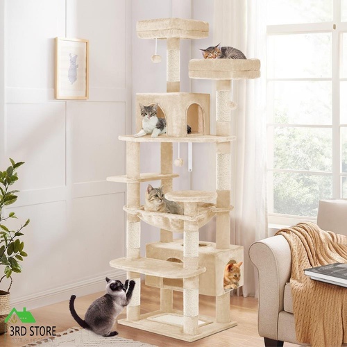BEASTIE Cat Tree Tower Scratching Post Scratcher Condo House Furniture Beige 184