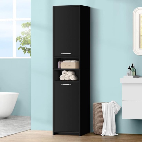 RETURNs ALFORDSON Tall Cabinet Bathroom Storage Furniture Slim Shelf Cupboard Black