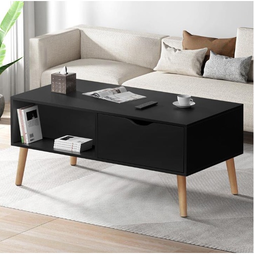 ALFORDSON Coffee Table Living Room Tables 2-Drawer Shelf Modern Desk Black