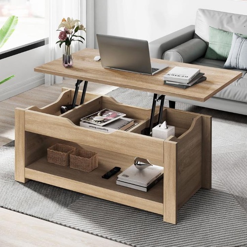 ALFORDSON Coffee Table Lift Up Top Laptop Desk Hidden Storage Shelf Oak