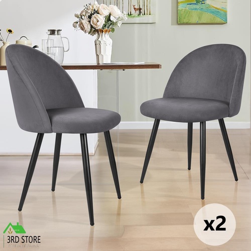ALFORDSON 2x Dining Chairs Velvet Grey