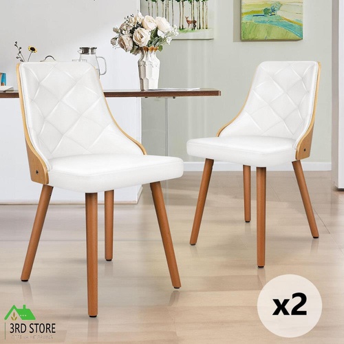 ALFORDSON 2x Dining Chairs Padded Tufted Glossy PU Leather White