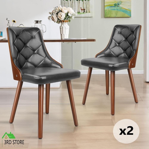 ALFORDSON 2x Dining Chairs Padded Tufted Glossy PU Leather Grey
