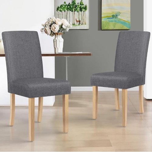 ALFORDSON 2x Dining Chair Cafe Kitchen Lounge Padded High-Back Wood Fabric Grey