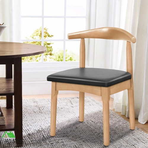 ALFORDSON 1x Dining Chair Kitchen Lounge Cafe Retro Wood PU Leather Seat Oak