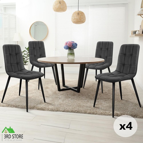 ALFORDSON 4x Dining Chair Kitchen Lounge Cafe Elegant Retro Seat Suede Dark Grey