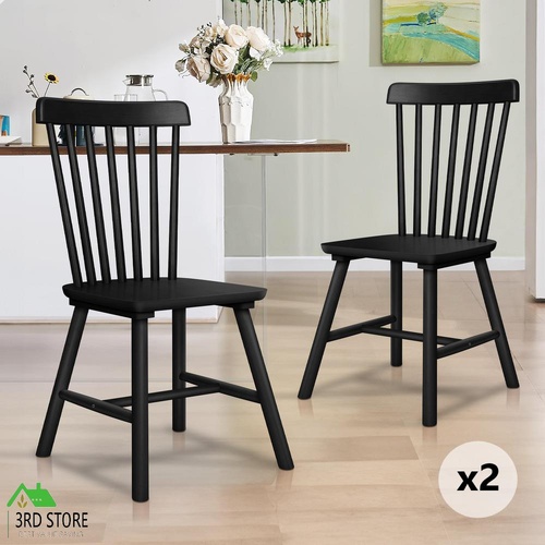 ALFORDSON 2x Dining Chairs Retro Walnut Modern Seat Black