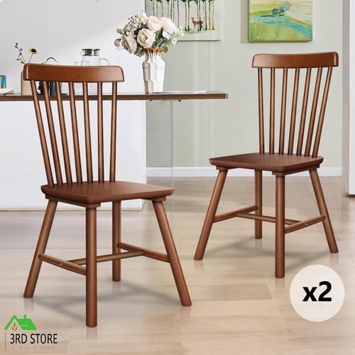 ALFORDSON 2x Dining Chairs Kitchen Lounge Cafe Retro Walnut Modern Seat Dark Oak