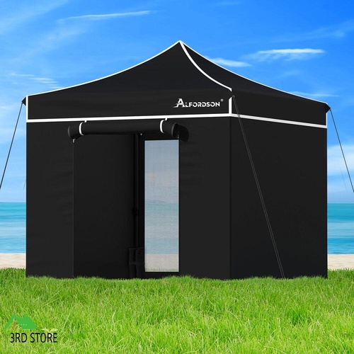 ALFORDSON Gazebo 3x3M Pop Up Marquee 600D Oxford Camping Folding Tent Black