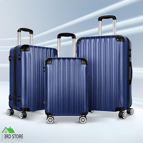 ALFORDSON Luggage 3PCS Set Suitcase Trolley TSA Carry on Hard Case Navy