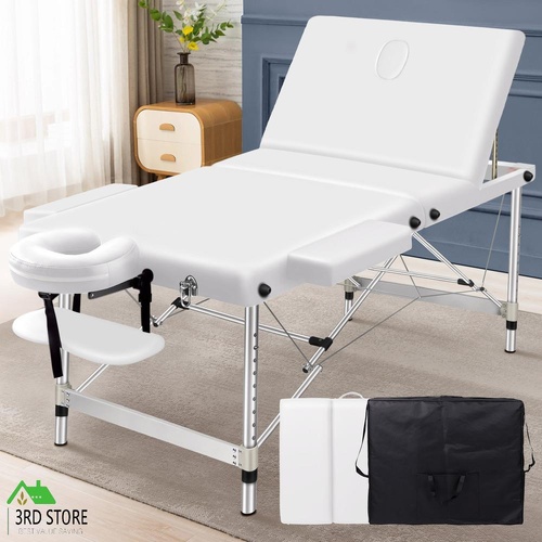 ALFORDSON Massage Table 3 Fold 75cm Foldable Portable Aluminium Lift Up Bed Desk