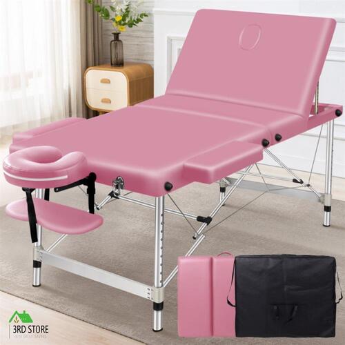 ALFORDSON Massage Table 3 Fold 85cm Portable Aluminium Waxing Bed Therapy