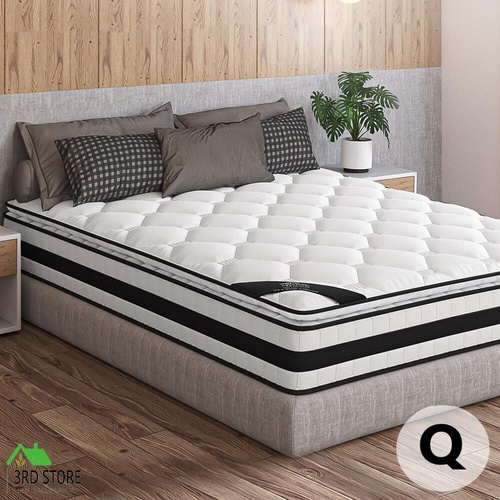 STARRY EUCALYPT Mattress Pillow Top Foam Bed Queen Size Bonnell Spring 22cm