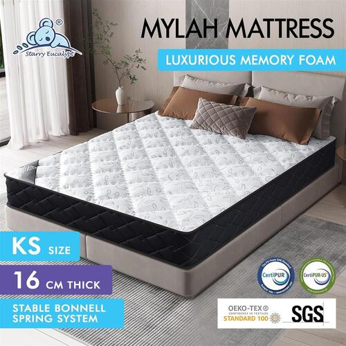 STARRY EUCALYPT Mattress Bonnell Spring King Single Tight Top Foam 16cm Mylah