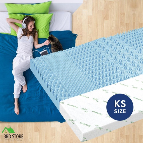 S.E. Memory Foam Mattress Topper 7-Zone Cool Gel BAMBOO FABRIC 5cm Single