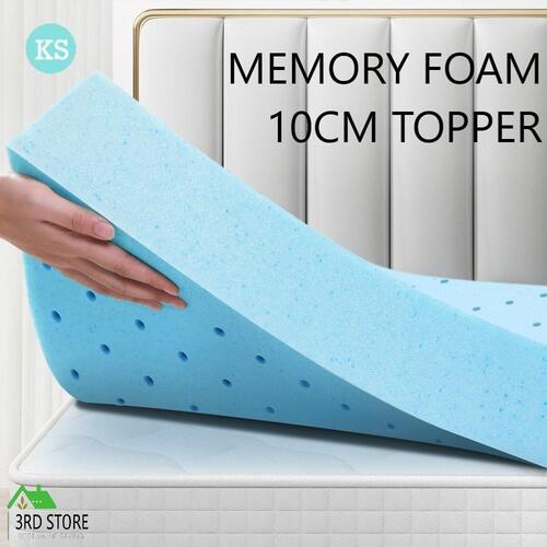 S.E. Memory Foam Topper Cool Gel Ventilated Mattress Bed Bamboo Cover 10cm KS