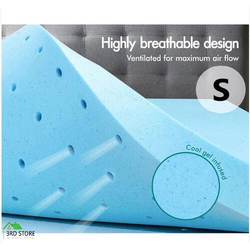 Memory Foam Topper Cool Gel Ventilated Mattress Bed Bamboo Cover 8cm Single
