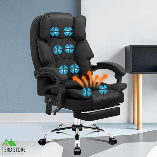 ALFORDSON Massage Office Chair Heated Fabric Seat Executive Gaming Computer