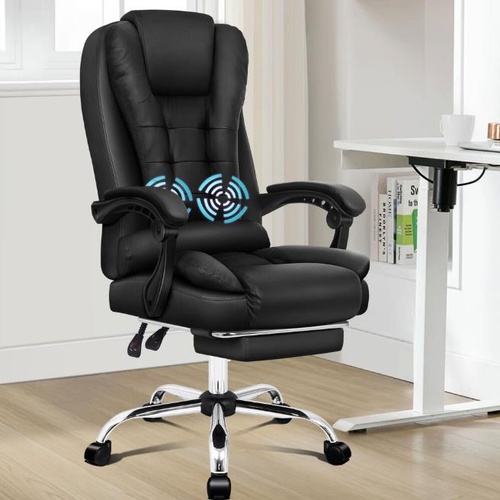ALFORDSON Office Chair PU Leather Seat Black Exavior