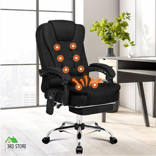 RETURNs ALFORDSON Massage Office Chair Fabric Heated Seat Executive Gaming Racer Black