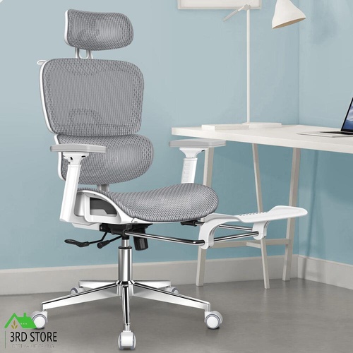 ALFORDSON Ergonomic Office Chair Mesh Executive Racing Computer Seat White Grey