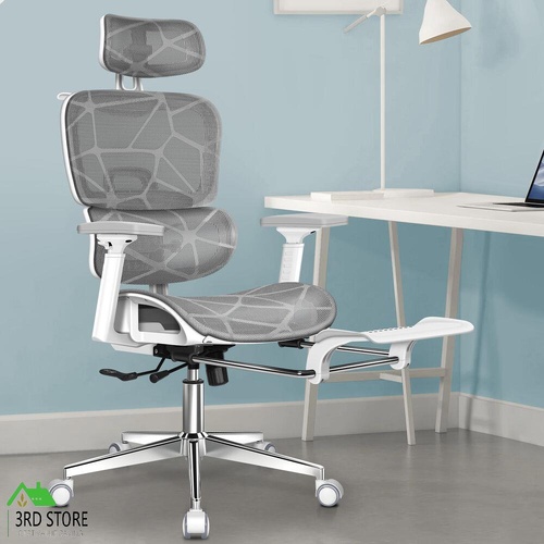 RETURNs ALFORDSON Ergonomic Office Chair Mesh Executive Gaming Work Seat White Grey