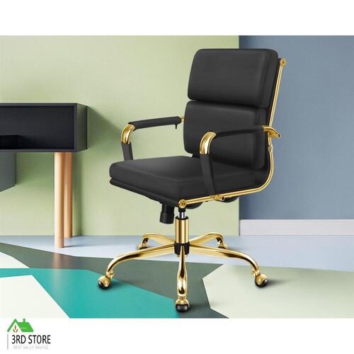 ALFORDSON Office Chair Ergonomic Paddings Executive Computer Seat Mid Back Gold