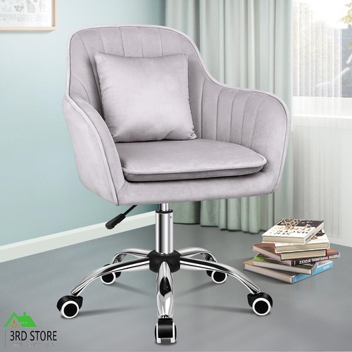 ALFORDSON Velvet Office Chair Computer Swivel Armchair Work Adult Kids Grey