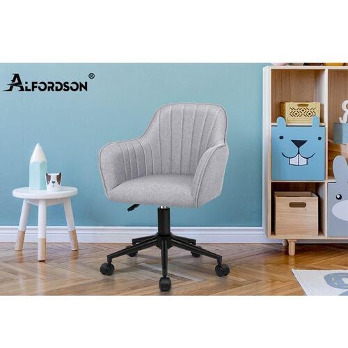 ALFORDSON Office Chair Fabric Armchair Computer Swivel Adult Kids Light Grey