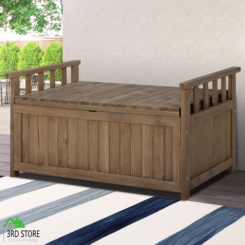 ALFORDSON Outdoor Storage Box Wooden Garden Bench Chest Tool Sheds Brown L