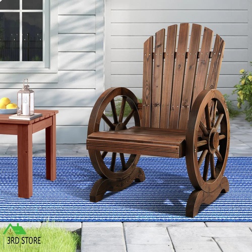 ALFORDSON Outdoor Wagon Wheel Chair Garden Wooden Seat Patio Lounge Charcoal