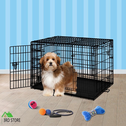 BEASTIE Dog Cage 24 inch Large Pet Crate Kennel Cat Metal Playpen Foldable