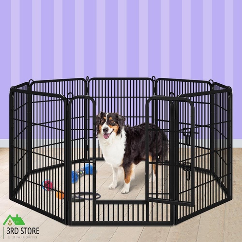 BEASTIE Dog Playpen Pet Fence Cage 8 Panel Metal Enclosure Puppy Exercise 32"