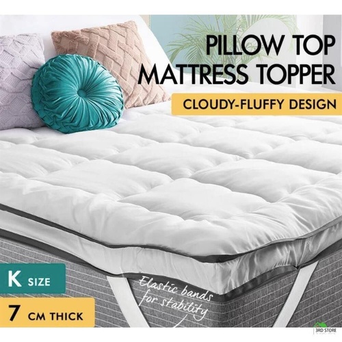 Mattress Topper Pillowtop Microfibre with Elastic Bands 7cm King