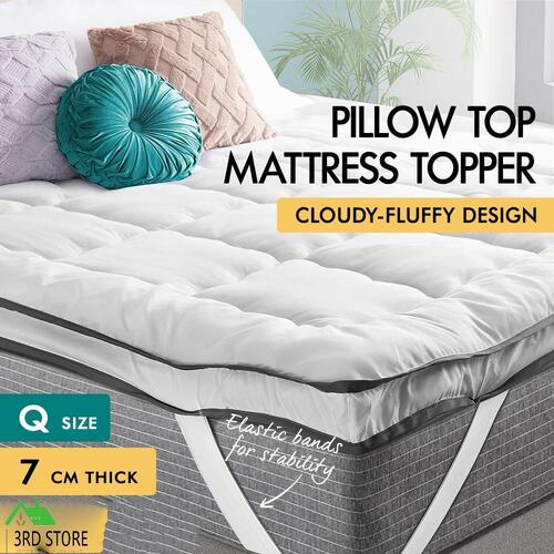 S.E. Mattress Topper Pillowtop Luxury Bedding Mat Pad Cover Queen Size 7cm