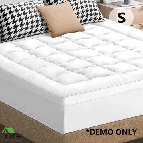 STARRY EUCALYPT Mattress Topper Bamboo White Pillowtop Protector Pad 7cm Single