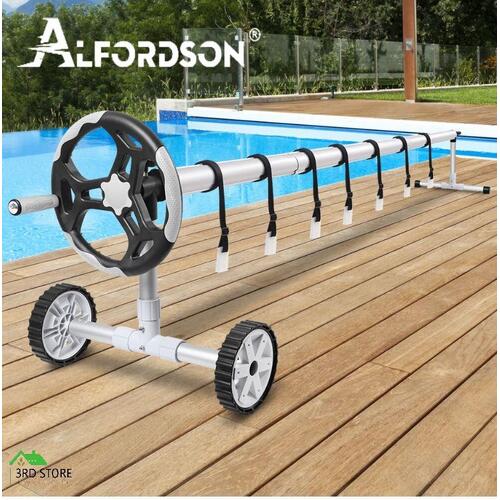 RETURNs ALFORDSON Pool Cover Roller 4.5m Adjustable Solar Blanket Reel Swimming Grey