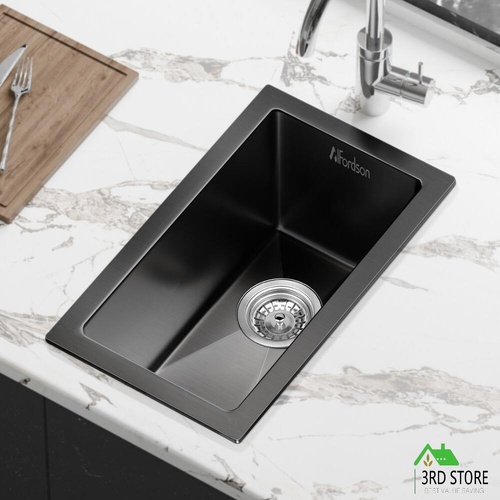 ALFORDSON Kitchen Sink Stainless Steel Drop in Flush Under Mount 250X450MM Black
