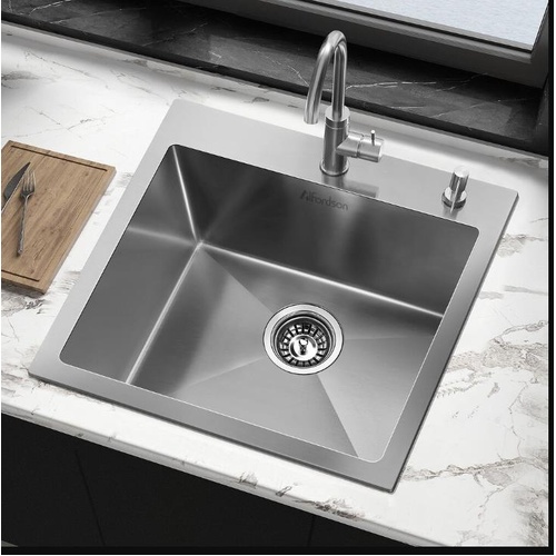 ALFORDSON Kitchen Sink Stainless Steel Drop in Flush SingleBowl 530X500MM Silver