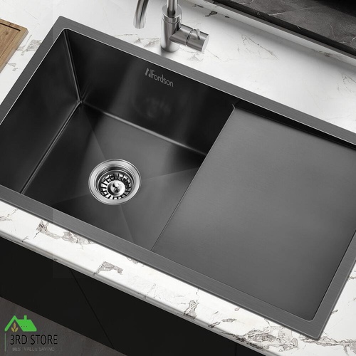 ALFORDSON Kitchen Sink Stainless Steel Drop in Flush Under Mount 870X450MM Black