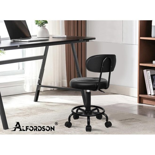 ALFORDSON Salon Stool Round Swivel Barber Hair Dress Chair Declan All Black