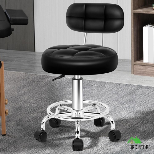 ALFORDSON Salon Stool Backrest Swivel Barber Hair Dress Chair Riley Black