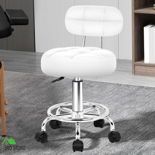 ALFORDSON Salon Stool Backrest Swivel Barber Hair Dress Chair Riley White