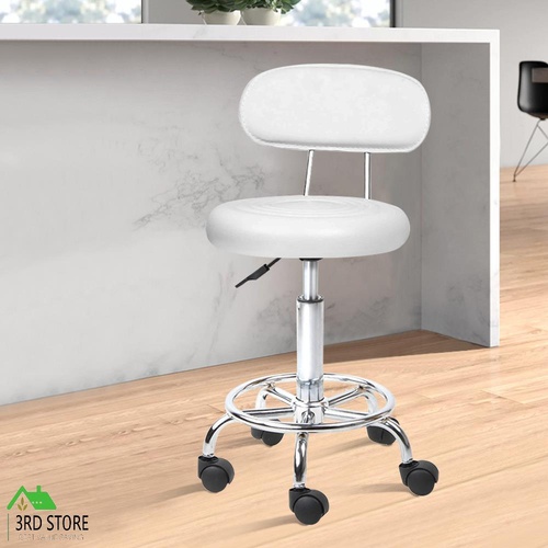 ALFORDSON Salon Stool Round Swivel Barber Hair Dress Chair Declan White